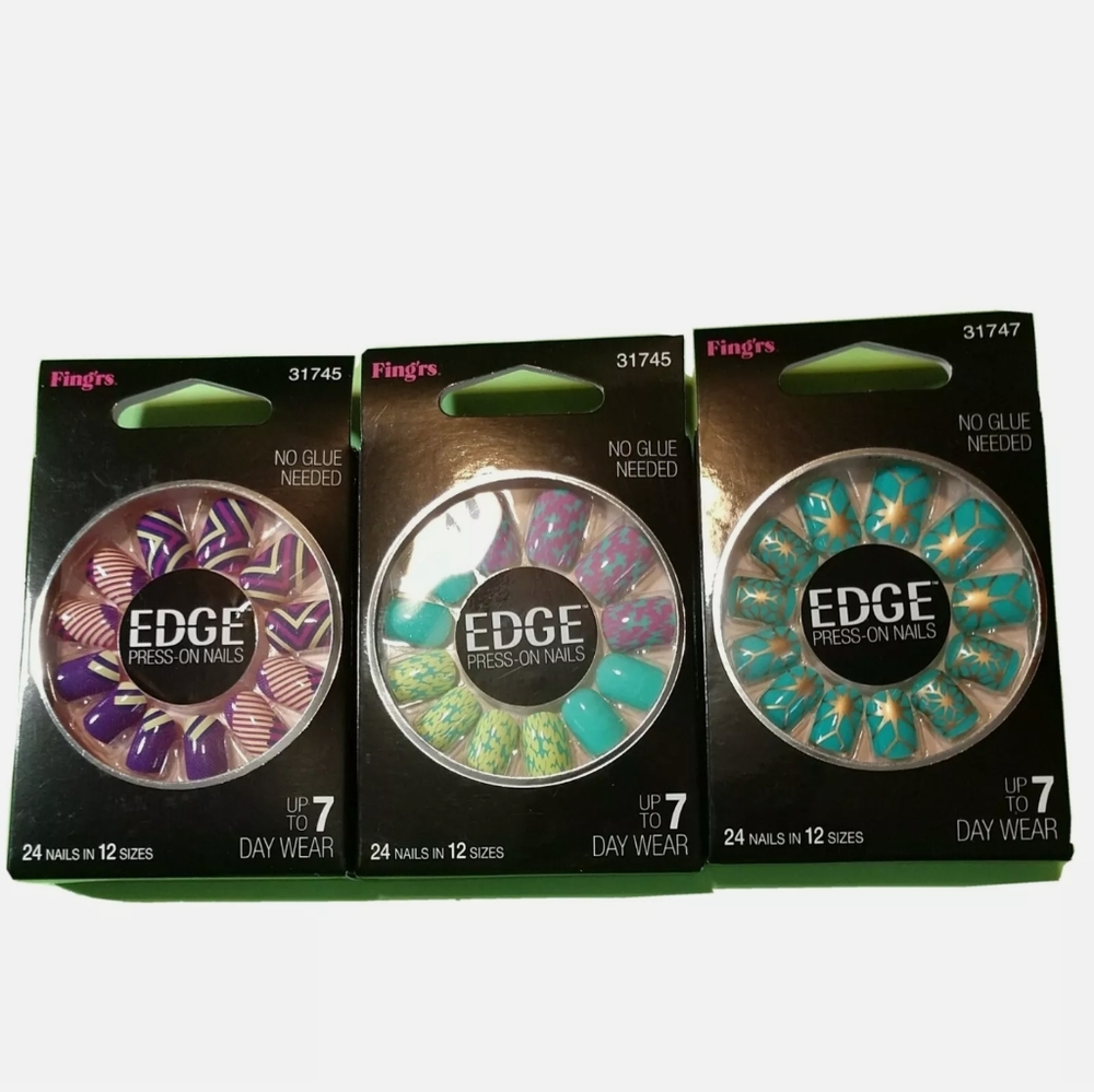 Summer Themed Multi Color 3 SETS Edge Press-On-Nails Next Dimension Nails - Picture 2 of 16